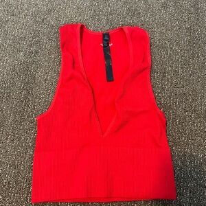 Urban Outfitters Red Crop Cut Out Tank Top